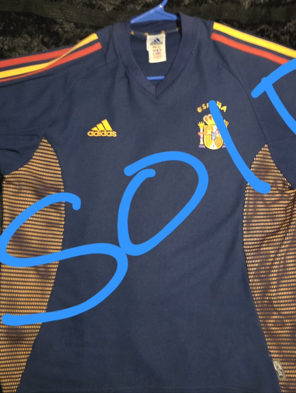 2002 Vintage WORLD CUP ADIDIAS SOCCER SHIRT WITH España Crest Patch